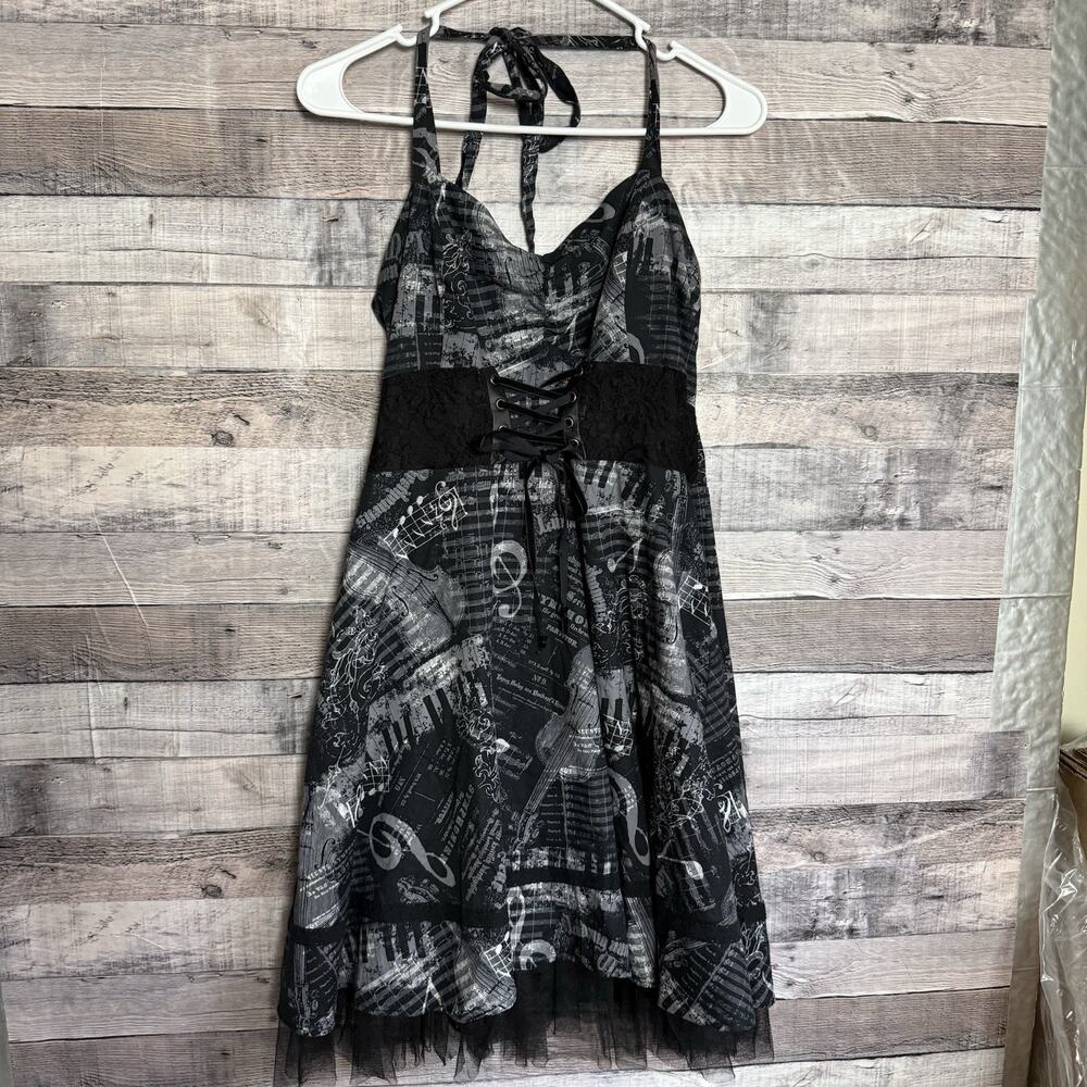 Hot Topic Music Note Halter Corset Whimsical Edgy Rockabilly Size XL Y2K